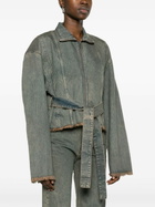 Jade Cropper Grey Belted Denim Jacket