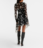McQueen Skull asymmetric silk chiffon wrap dress