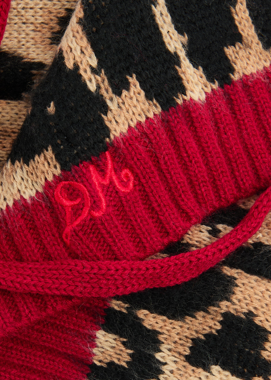 Damson Madder Leopard Print Bobble Hat Beanie Damson Madder Leopard Beanie | Anthropologie UK main image 3