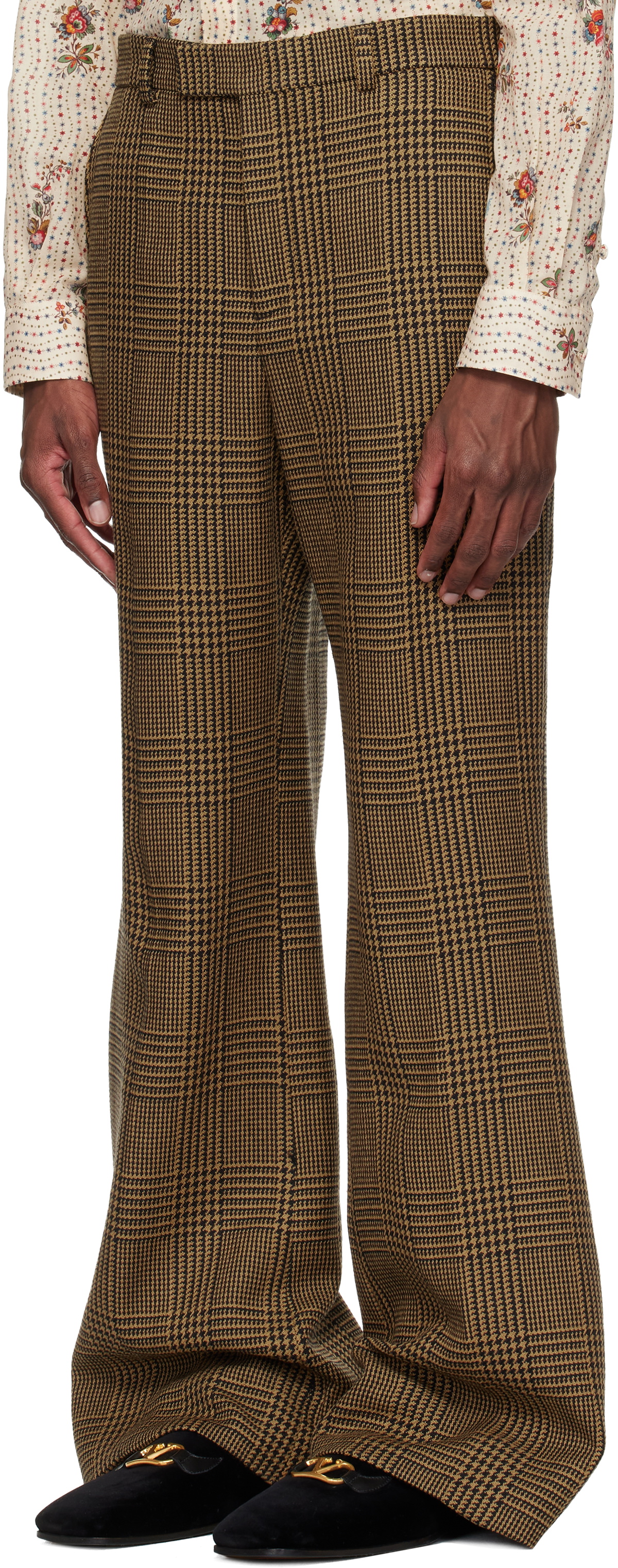 Valentino Brown Glen Check Trousers