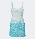 Là Fuori Ombré floral sequined silk minidress