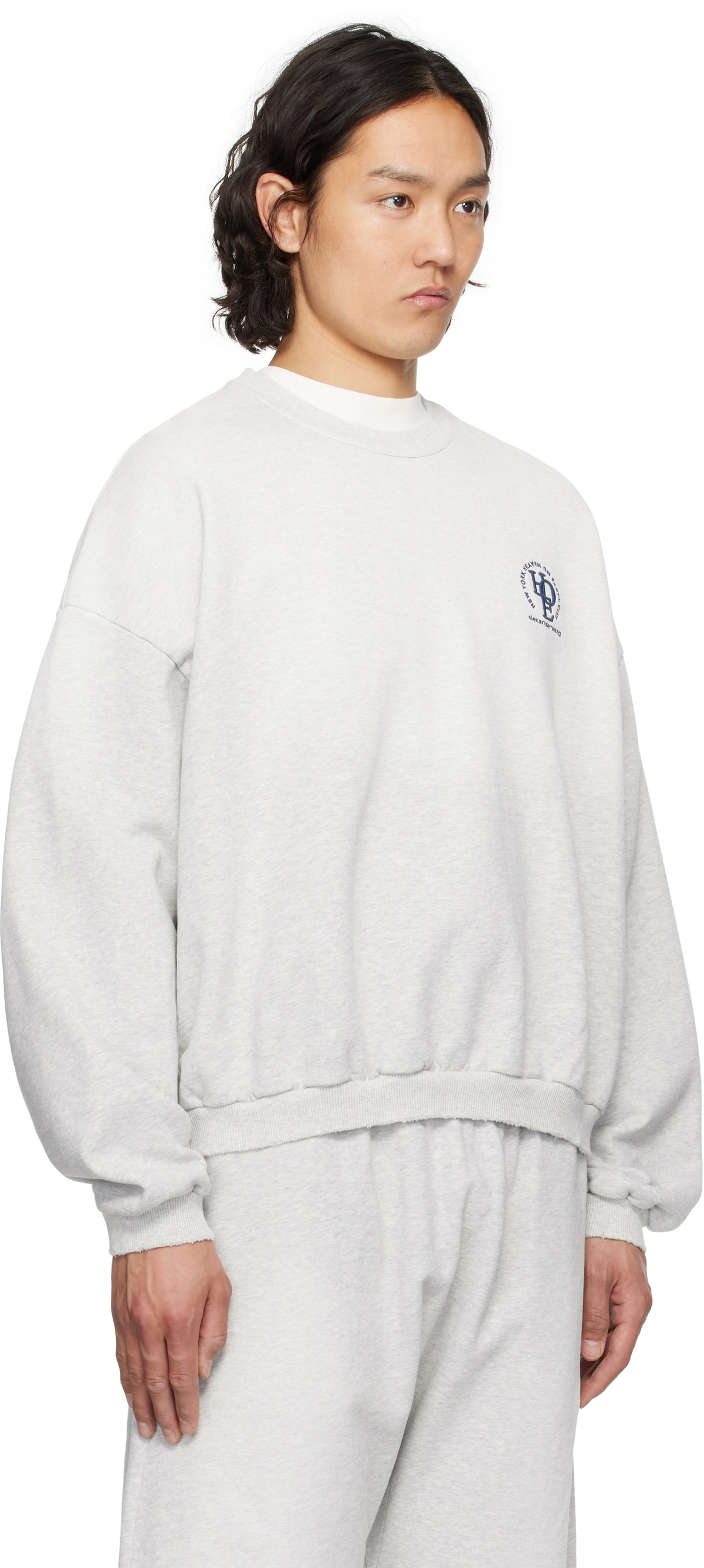 Alexander Wang Gray Logo Oversized Cotton Terry Sweatshirt