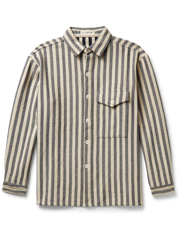 Photo: SMR Days - Mancora Striped Herringbone Cotton Shirt - Blue