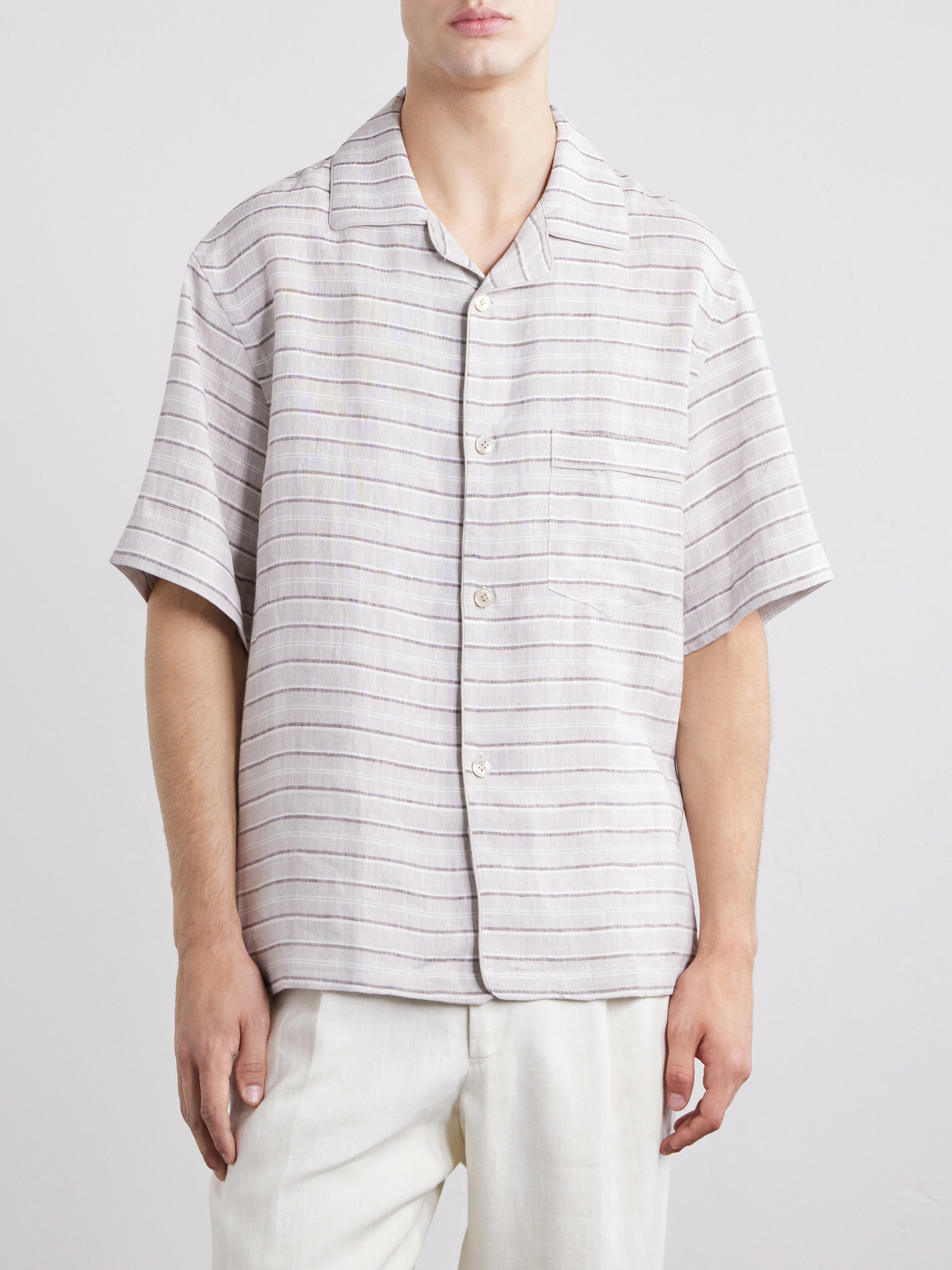 Eleventy - Striped Linen Shirt - Gray