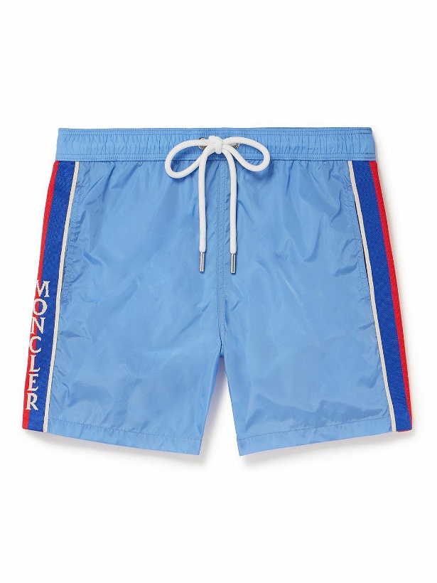 Photo: Moncler - Slim-Fit Mid-Length Striped Swim Shorts - Blue