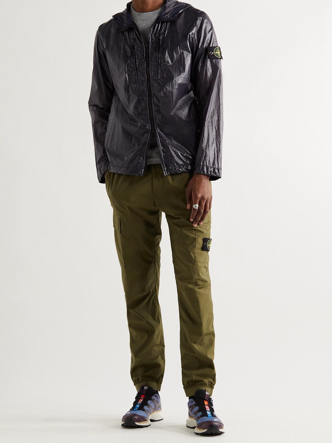 Stone island canvas hooded hot sale jacket