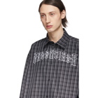 Balenciaga Black and White Check Tattoo Normal Fit Shirt