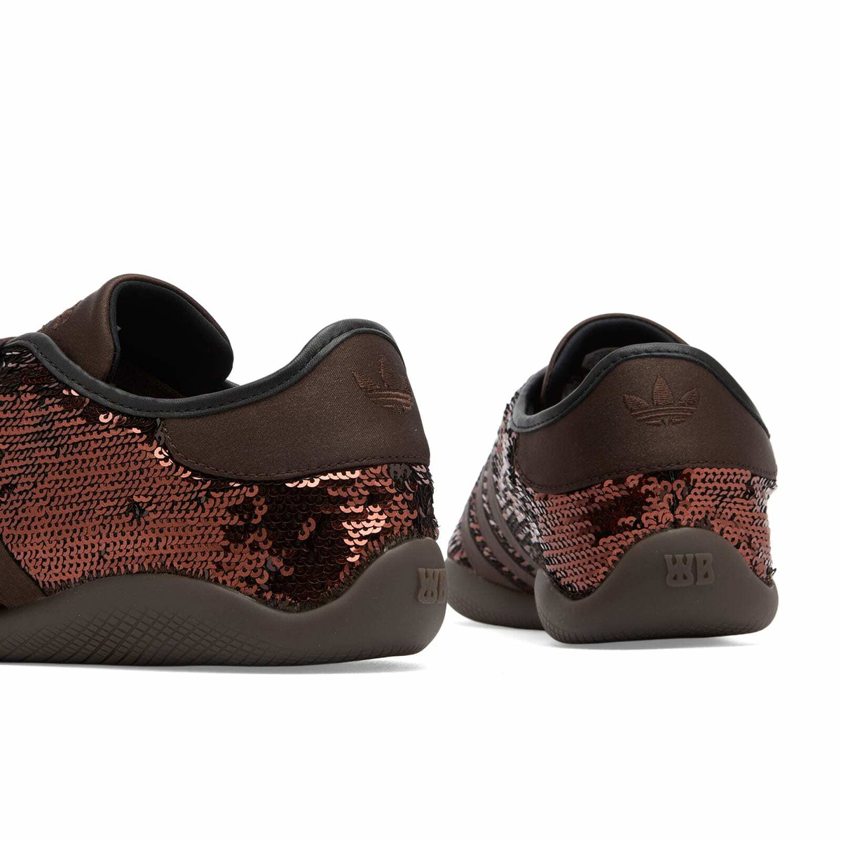 Adidas x Wales Bonner Karintha Sequin Sneaker in Dark Brown/Core Black