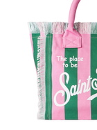MC2 Saint Barth Vanity Canvas Shoulder Bag With Pink And Green Stripes