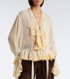 Xu Zhi Ruffled lace-trimmed chiffon blouse