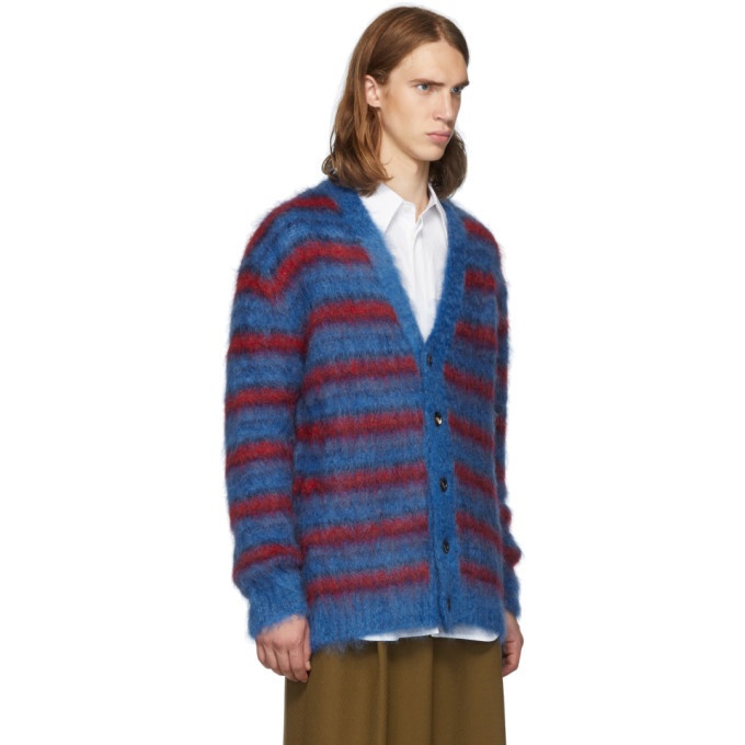 Marni Blue and Red Mohair Cardigan Marni