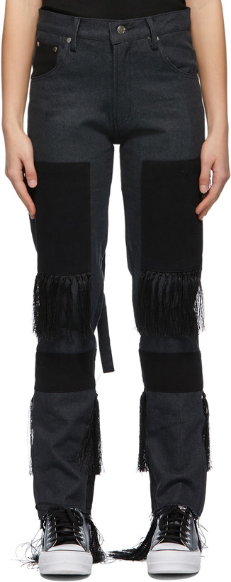 Photo: Youths in Balaclava Grey & Black Fringed High Waisted Jeans