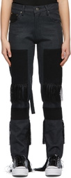 Youths in Balaclava Grey & Black Fringed High Waisted Jeans