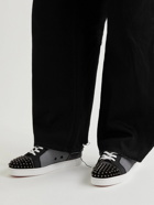 Christian Louboutin - Louis Junior Spikes Suede-Trimmed Mesh and Leather Sneakers - Black