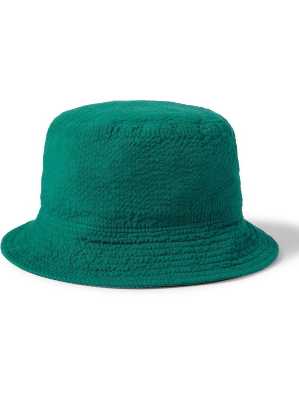 Photo: Anonymous ism - Cotton-Seersucker Bucket Hat - Green