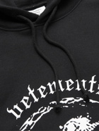 VETEMENTS - Logo-Print Cotton-Blend Jersey Hoodie - Black