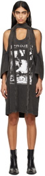 Y/Project Gray Multiscarf Rock Band Print Minidress