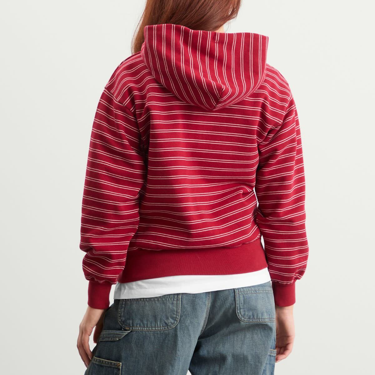 No Problemo Women's Mini Problemo Stripe Zip Hoodie in Red