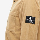 Calvin Klein Men's Monologo Badge Corduroy Shirt in Camel