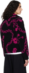 Chopova Lowena Black & Purple Charm Party Fitted Fleece Jacket