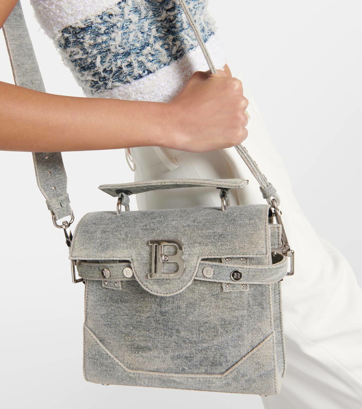 Balmain B-Buzz 23 denim tote bag Balmain