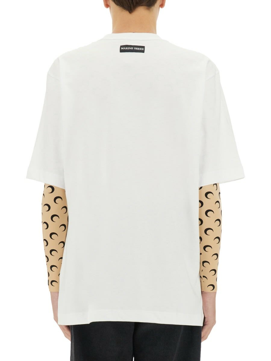 Marine Serre White All Over Moon Long Sleeve T-Shirt Marine