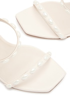 Stuart Weitzman Aleena Pearlita 100 Leather Sandals White
