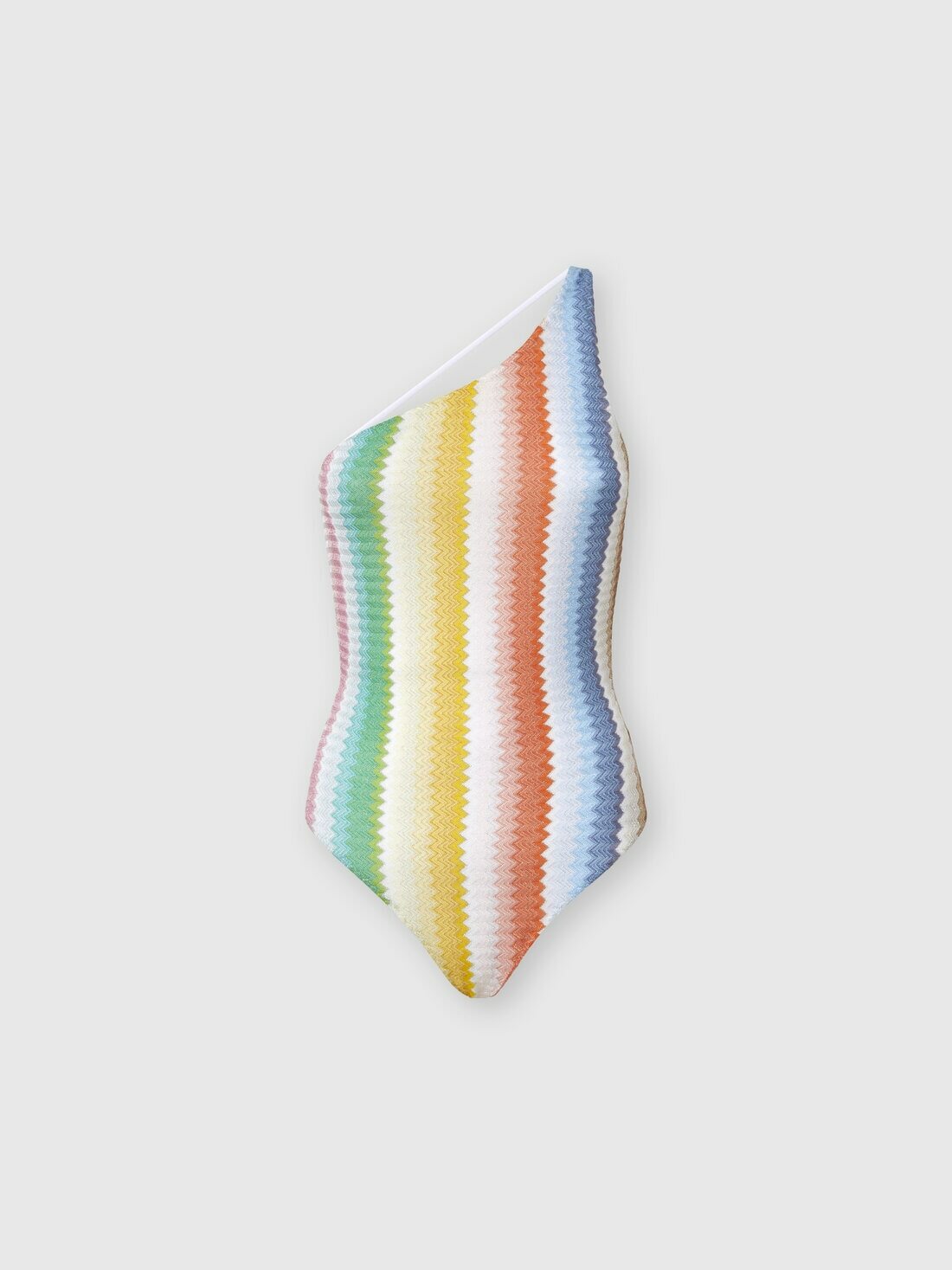 Missoni - One-shoulder one-piece swimsuit with dégradé zigzag pattern, Women, Multicoloured
