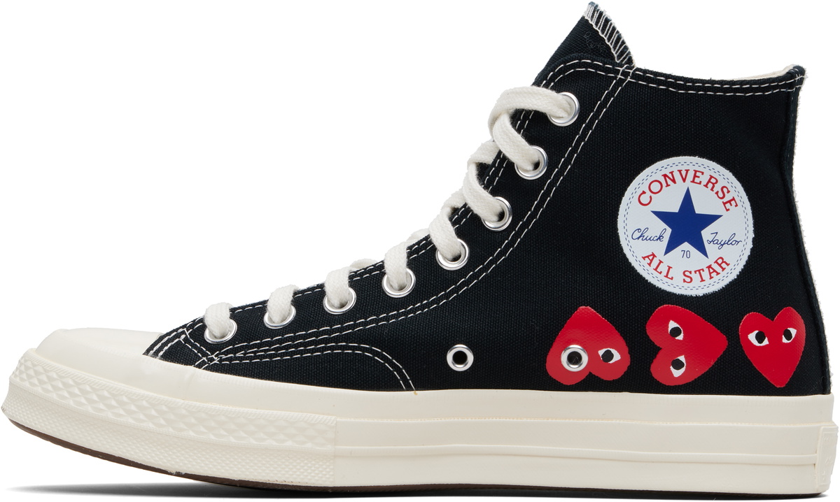 COMME des GARÇONS PLAY Black Converse Edition Chuck 70 Multi Heart Sneakers