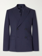 Mr P. - Houndstooth Wool Double-Breasted Suit Jacket - Blue