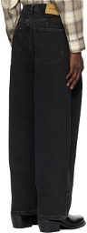Hed Mayner Black Pleated Jeans