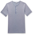 Schiesser - Ernst Striped Ribbed Cotton Henley T-Shirt - Blue