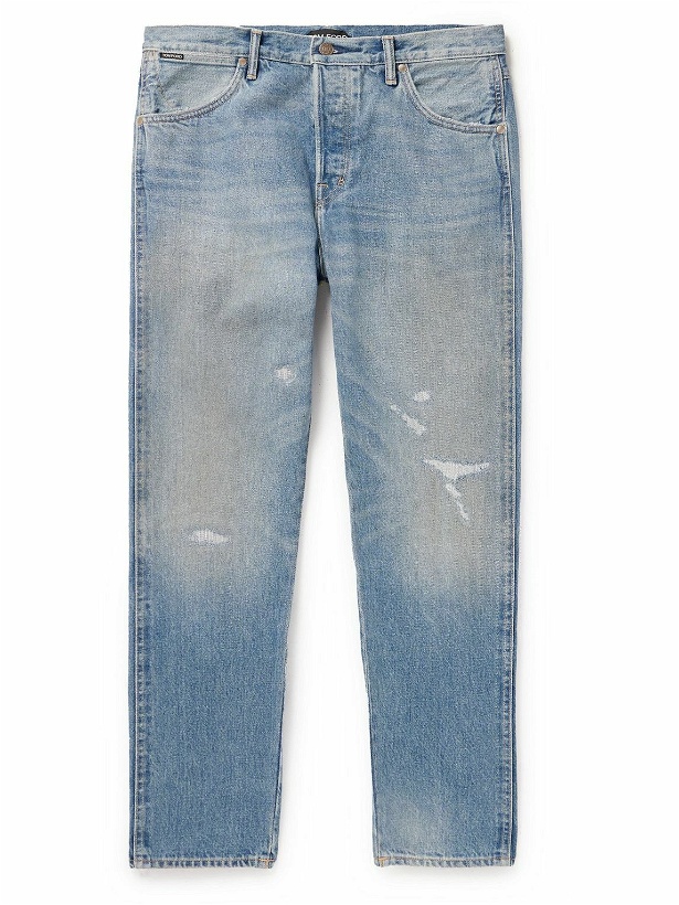 Photo: TOM FORD - Straight-Leg Distressed Jeans - Blue
