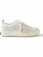 AMIRI - Stars Court Leather and Rubber-Trimmed Appliquéd Canvas Sneakers - Neutrals