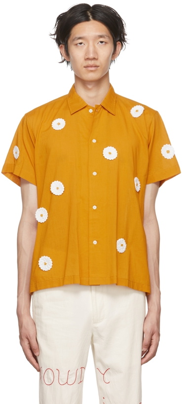 Photo: Bode Orange Daisy Rickrack Shirt