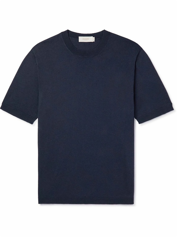 Photo: Agnona - Slim-Fit Silk and Cotton-Blend Jersey T-Shirt - Blue