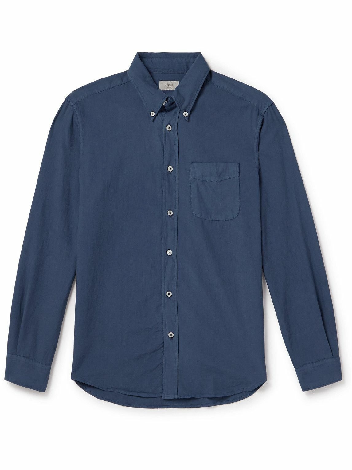 Photo: Altea - Ivy Button-Down Collar Washed Lyocell and Cotton-Blend Twill Shirt - Blue
