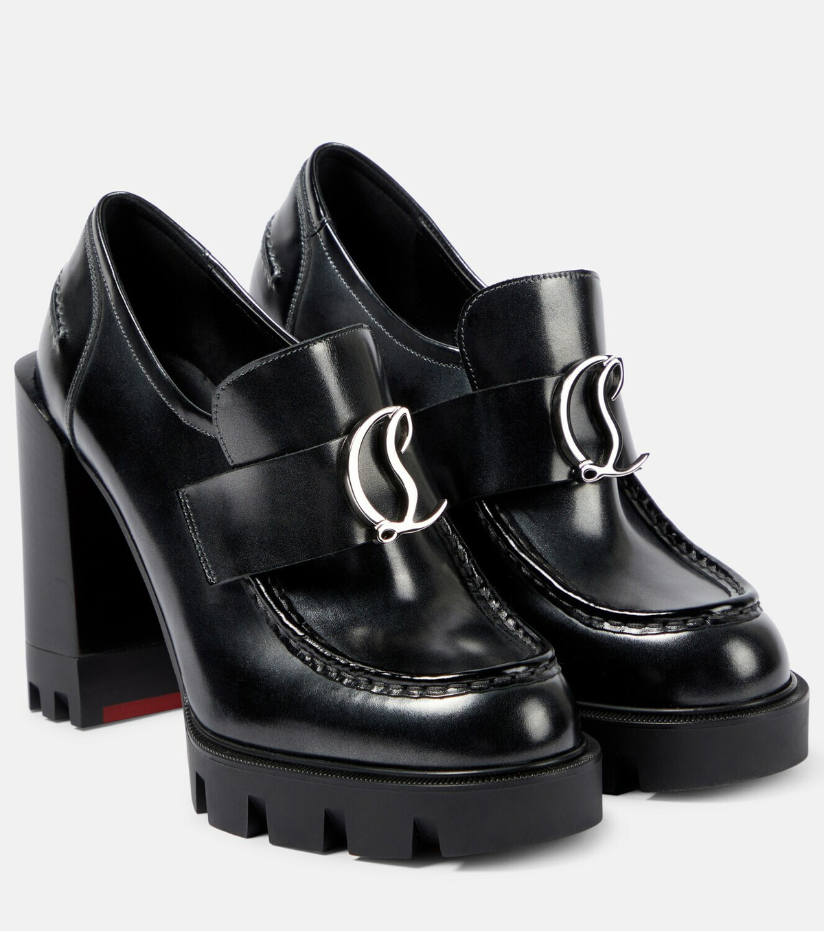 Lock Me Moc 45 Embellished Leather Loafers In Black