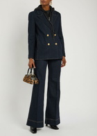 Alice + Olivia Jordan Sweatshirt-effect Stretch-denim Jacket Dark Blue