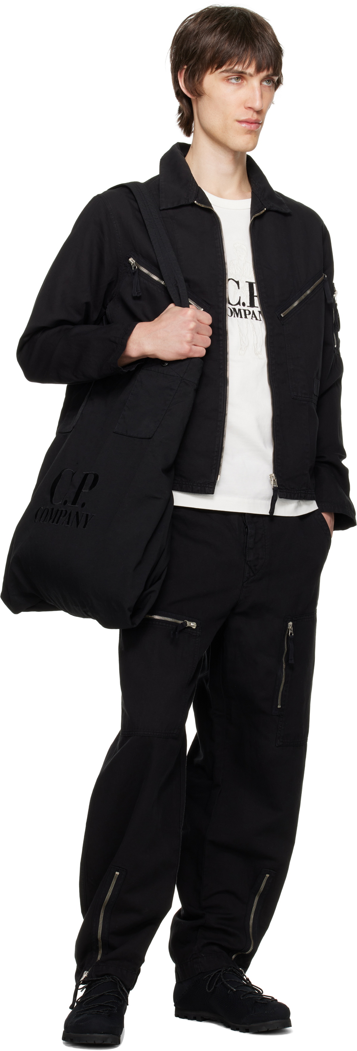C.P. Company Black Twill Left Hand Logo Tote C.P. Company