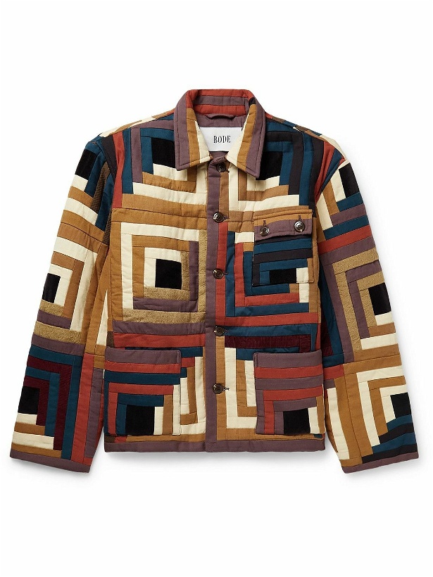 Photo: BODE - Log Cabin Quilted Patchwork Cotton Jacket - Brown
