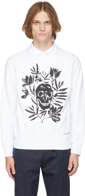 Photo: Alexander McQueen White Skull Leaves Sweatshirt