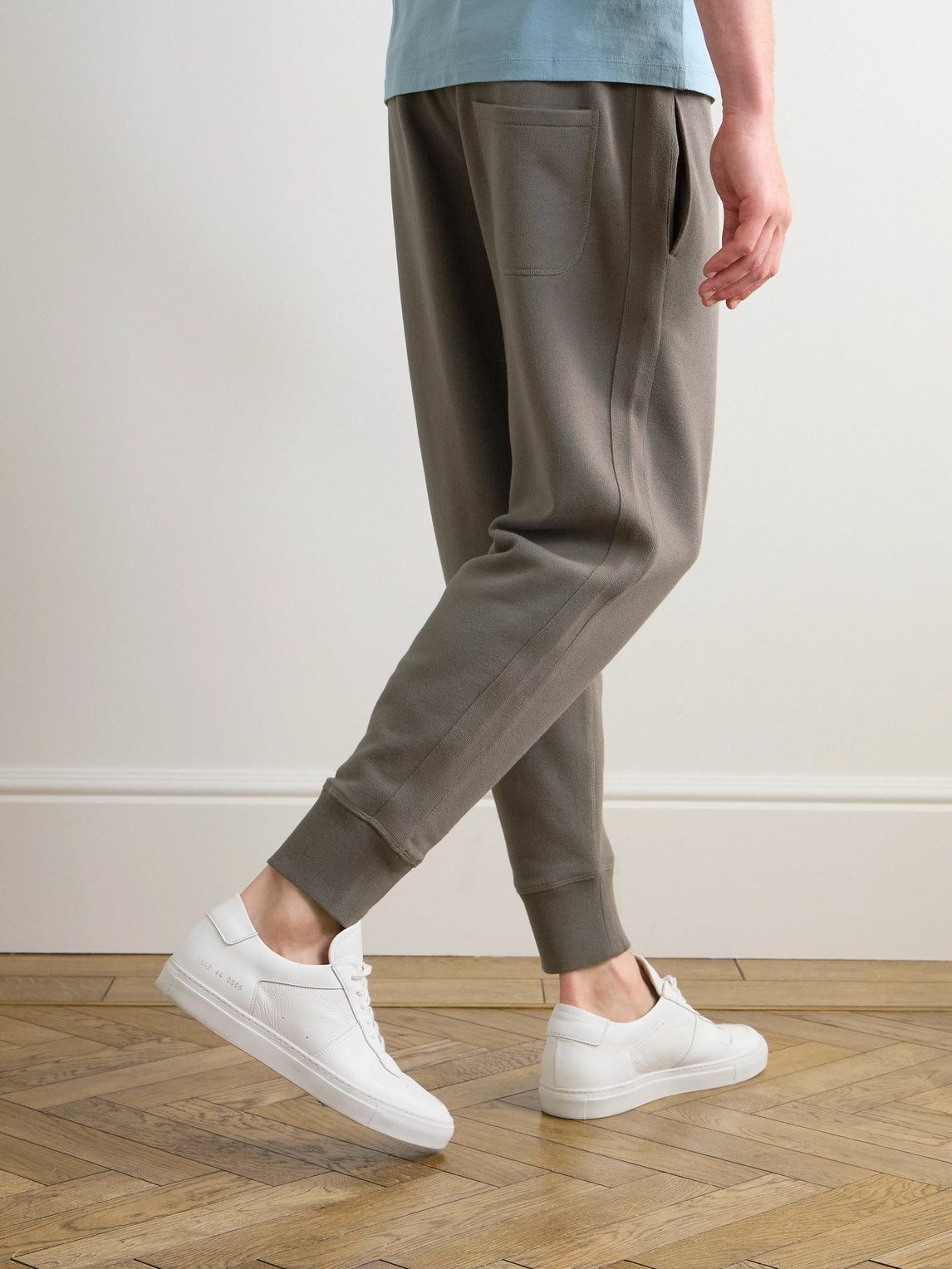Kingsman - Tapered Logo-Embroidered Cotton and Cashmere-Blend Jersey Sweatpants - Brown