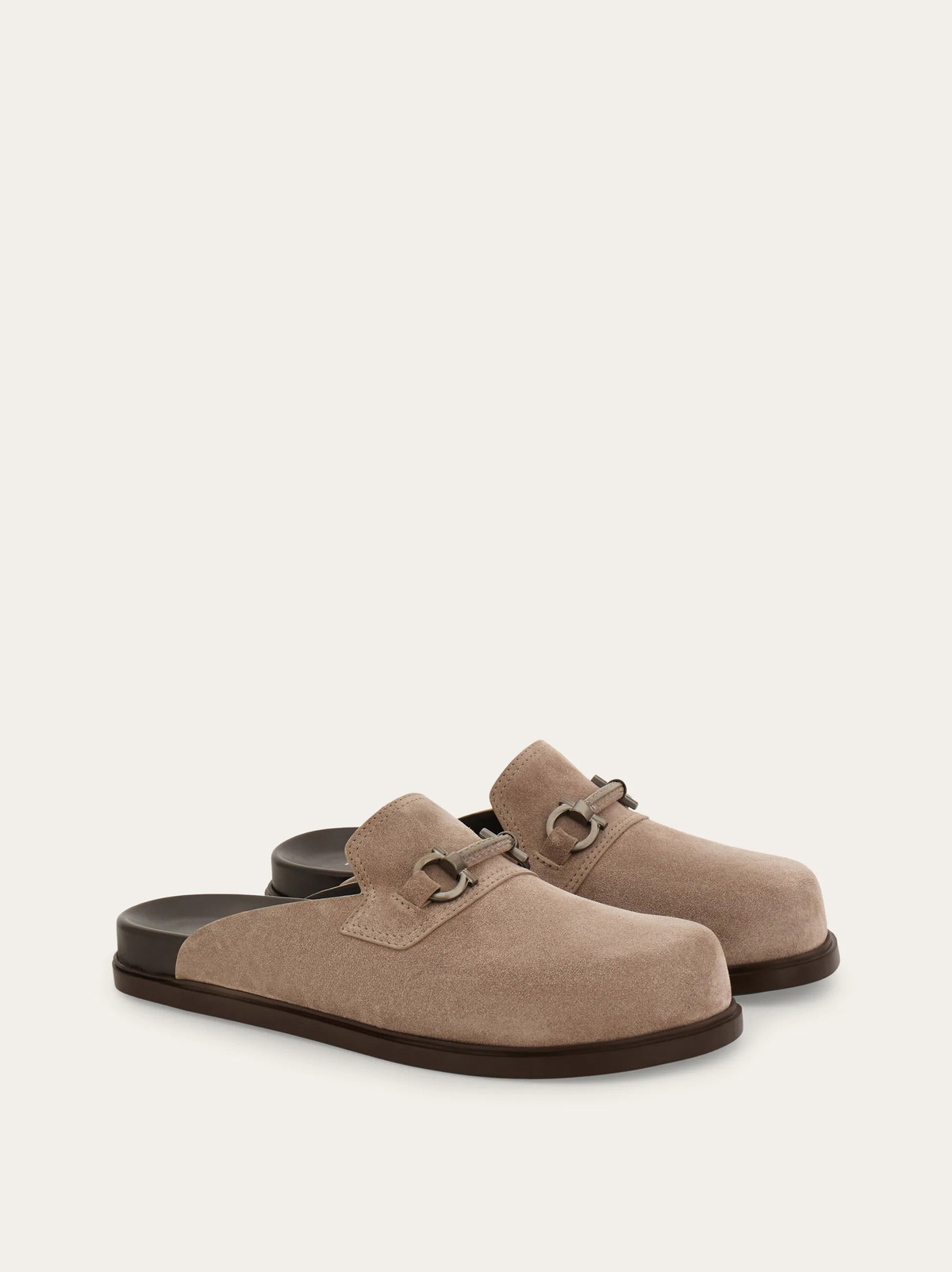 Ferragamo Mens Gancini ornament mule in Grey