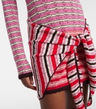 The Attico Striped crochet cotton minidress