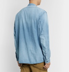 nonnative - Grandad-Collar Denim Half-Zip Shirt - Blue