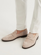 Brunello Cucinelli - Flex Suede Penny Loafers - Neutrals