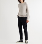 Marni - Stripe-Trimmed Logo-Intarsia Ribbed Cotton Sweater - Neutrals