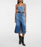 Alexander McQueen Corset denim midi dress