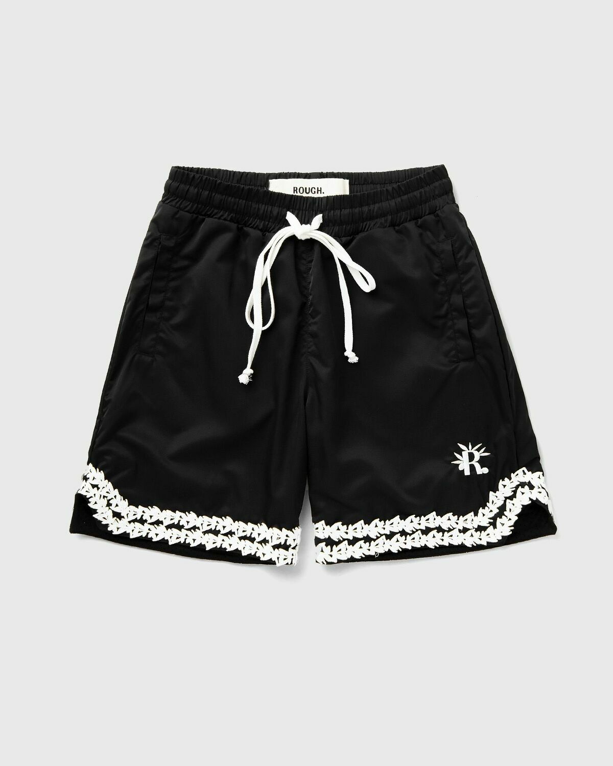 Rough. Mesh Shorts With Knitted Olives Black Casual Shorts